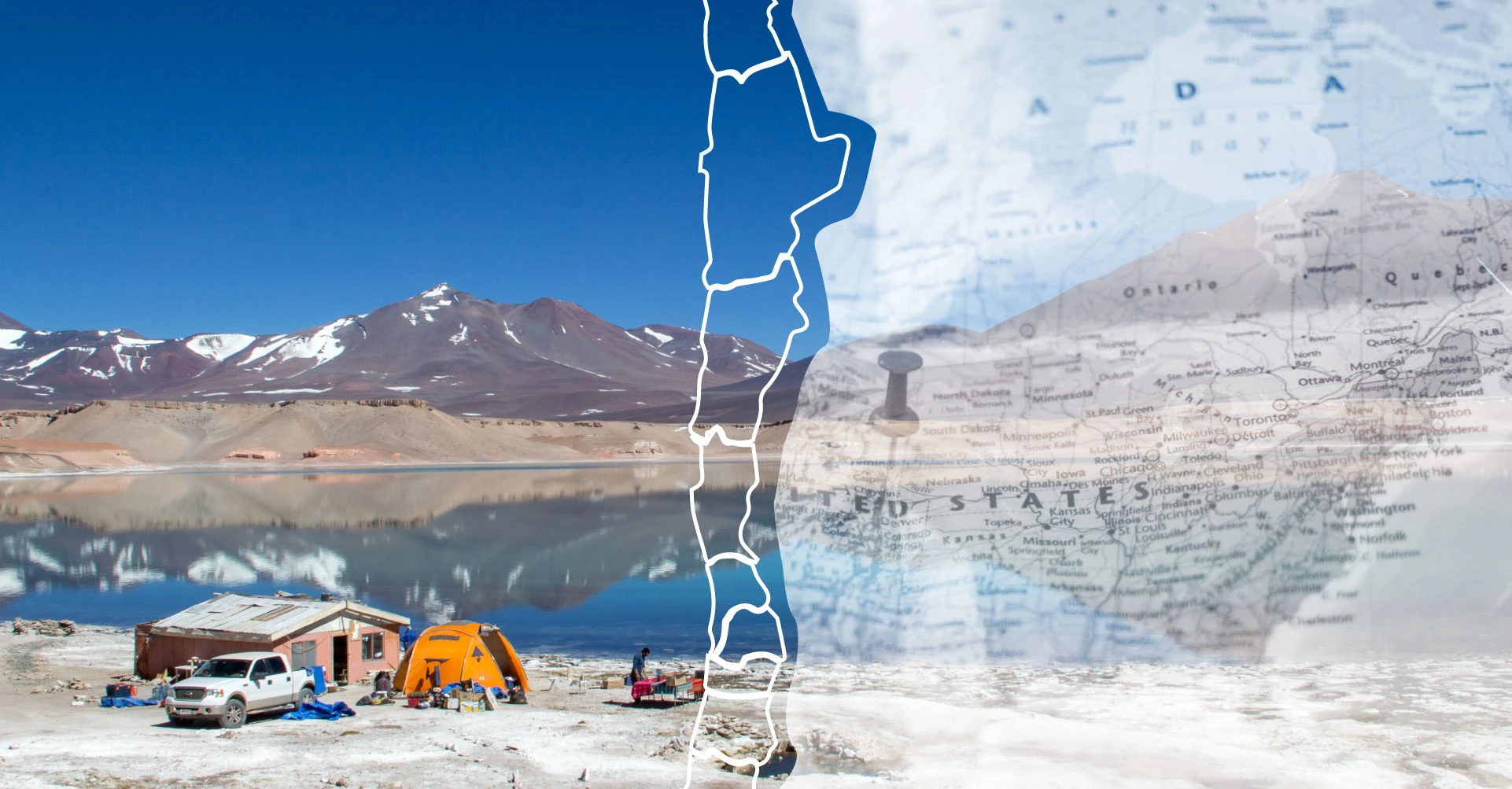 base camp near a lagoon in the altiplano