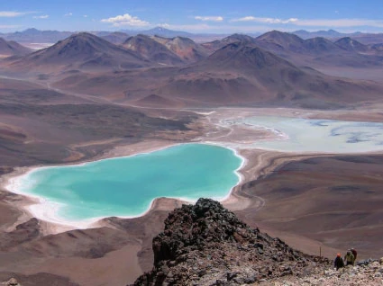 View from the Licancabur Volcano of Laguna Verde