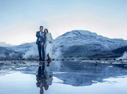 A couple in the Tatio Geysers